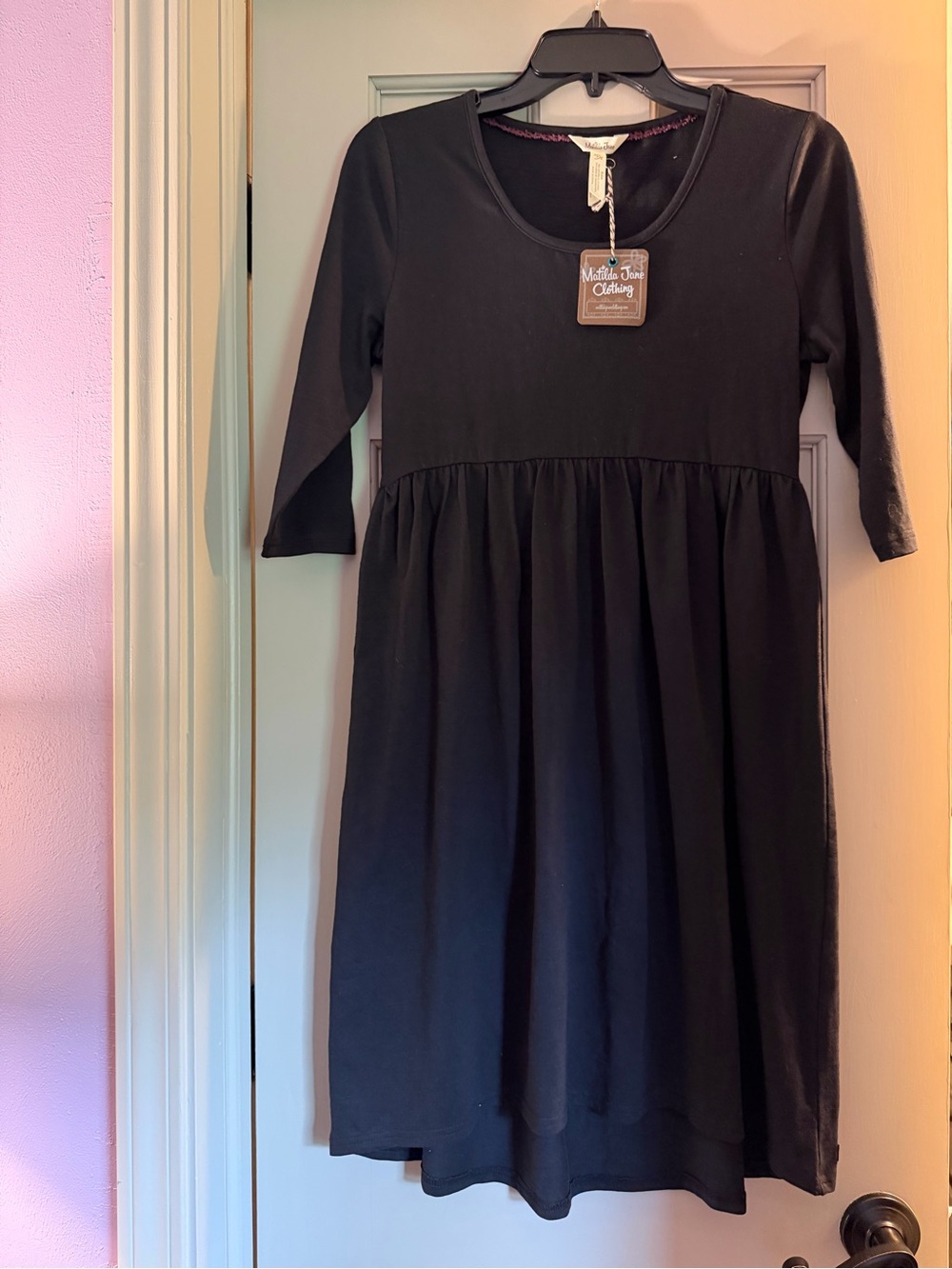 Matilda Jane Black Gathered Waist Scoop-Neck Casual Dress